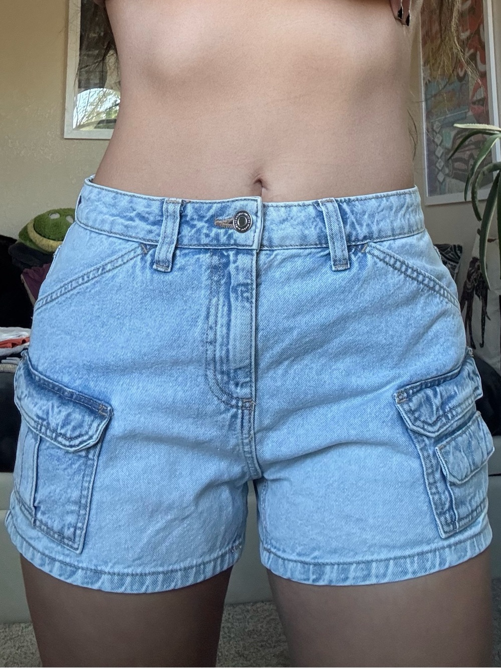Cotton On Mini Cargo Denim Shorts